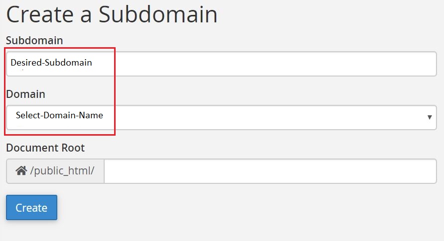 Create Subdomain using cPanel