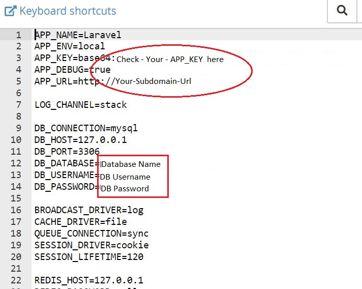Edit Laravel Project .env file for Deploye it on server